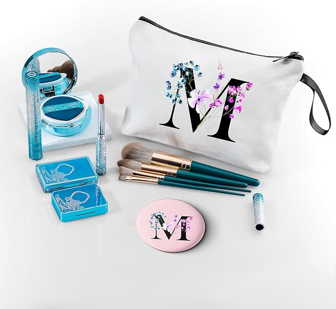 Birthday Maid of Honor Gifts for Women Her Mom Team Teacher Friend Bridesmaid Bride Personalized Makeup Cosmetic Bag with Mirror Valentines Mothers Day Christmas Graduation M