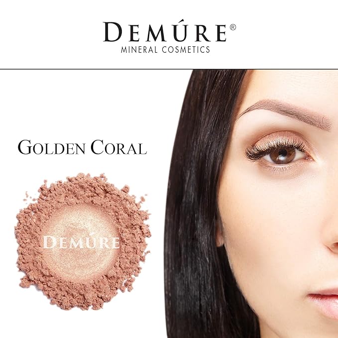 Demure Mineral Make Up (Golden Coral) Eye Shadow, Shimmer Eyeshadow, Loose Powder, Glitter Eyeshadow, Eye Makeup, Professional Makeup
