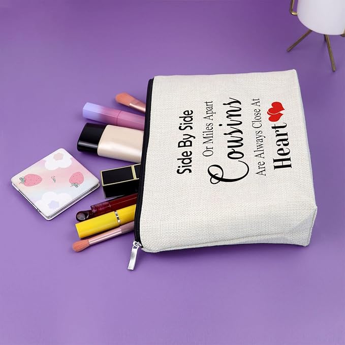 Cousin Gifts for Women Makeup Bag Birthday Gifts for Favorite Cousin Inspirational Gifts for Cousin Cosmetic Bag Encouragement Gifts for Sister Christmas Graduation Gifts Travel Pouch