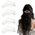 Vintage French Barrette Hair Clips, Hair Barrettes Hair Accessories for Women Girls, Elegant Retro Non Slip Clip with Classic Design Thick to Thin, Stylish Accessories Hair (White, 4PCS)