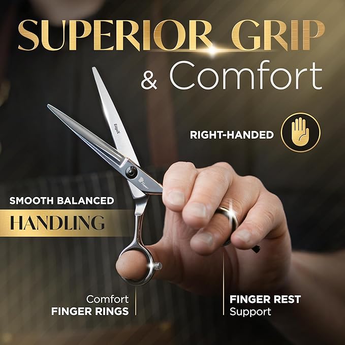 Fagaci Hair Cutting Scissors 6" Razor-Sharp, Professional Hair Scissors for Haircutting with Precise Cut, Haircut Barber Shears with Lasting Sharpness and Durable Steel, Shears for Women and Men