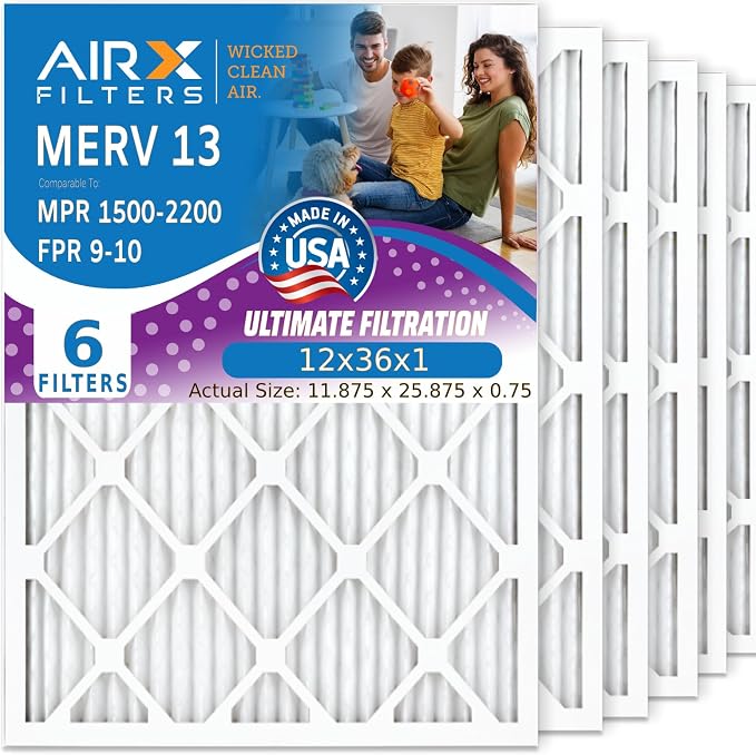 AIRX FILTERS WICKED CLEAN AIR. 12x36x1 Air Filter MERV 13 Electrostatic Pleated by AIRXFILTERSWICKEDCLEANAIR