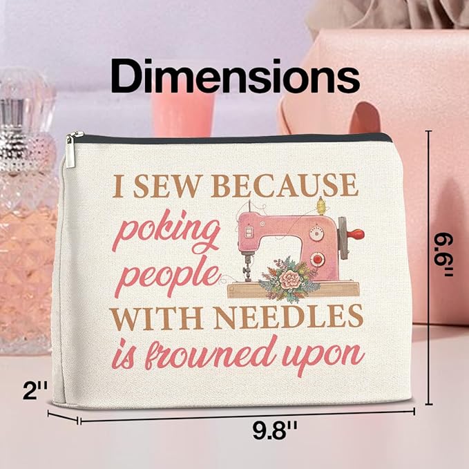 Sewing Gifts Makeup Bag Sewing Lover Gifts Sewer Gift for Women Sewing Lovers Cosmetic Bag Zipper Makeup Pouch