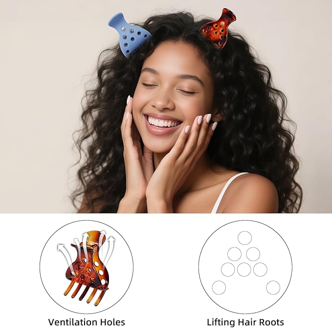 7Pcs Root Lifting Hair Clips for Thin Thick Curly Hair Volume Claw Clip Styling Volumizing Claw Clamps No Crease Bounce Curl Volume Root Clips Accessories Curl Keeper Claw Clip for Women Girls