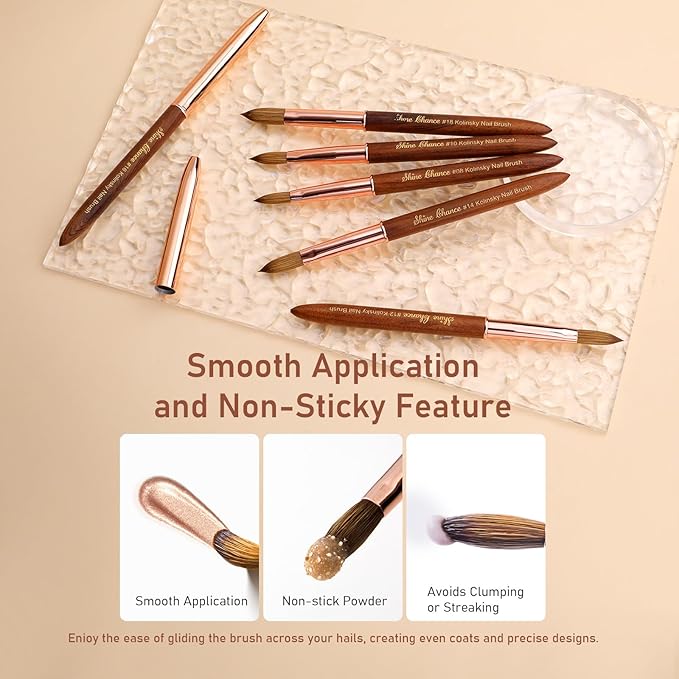 Acrylic Nail Art Brush Size 16, 100% Pure Kolinsky Hair Oval Nail Brush for Acrylic Application, Professional Nail Extension Manicure Tool Wooden Handle Nail Drawing Pen for DIY Home Salon