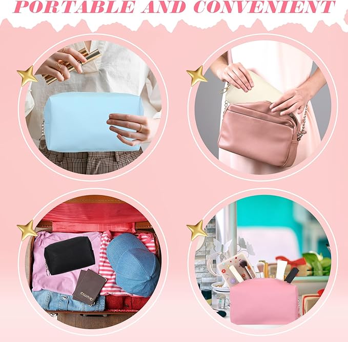 Chunful 24 Pcs Preppy Makeup Bag PU Leather Cosmetic Bag Bulk Makeup Plain Pouch Waterproof Toiletry Purse for Women Traveling Preppy Pencil Case Travel Purse Cosmetic(Mixed Colors)