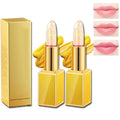2PCS Transferproof Color Changing Lipstick, Color Changing Lipstick Gold Foil for Women Long Lasting Moisturizing Glossy Shine Lip Gloss, Deep Nourishment