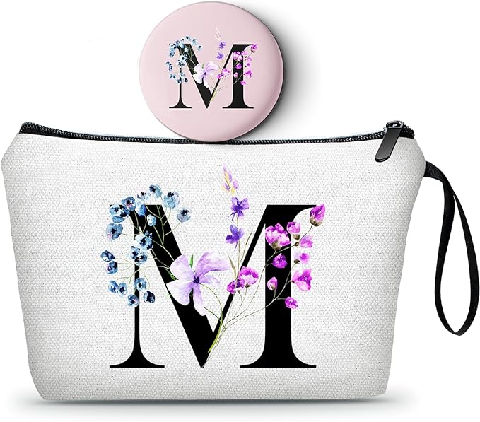 Birthday Maid of Honor Gifts for Women Her Mom Team Teacher Friend Bridesmaid Bride Personalized Makeup Cosmetic Bag with Mirror Valentines Mothers Day Christmas Graduation M