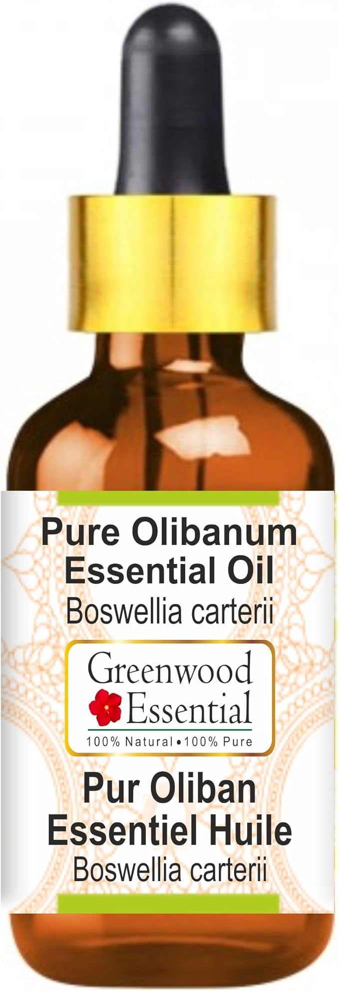 Greenwood Essential Olibanum Essential Oil (Boswellia carterii) with Glass Dropper | Pure | Non-Sticky | Non-Greasy | Lightweight | Men & Women | All Skin Types | Steam Distilled 15ml (0.50 oz)