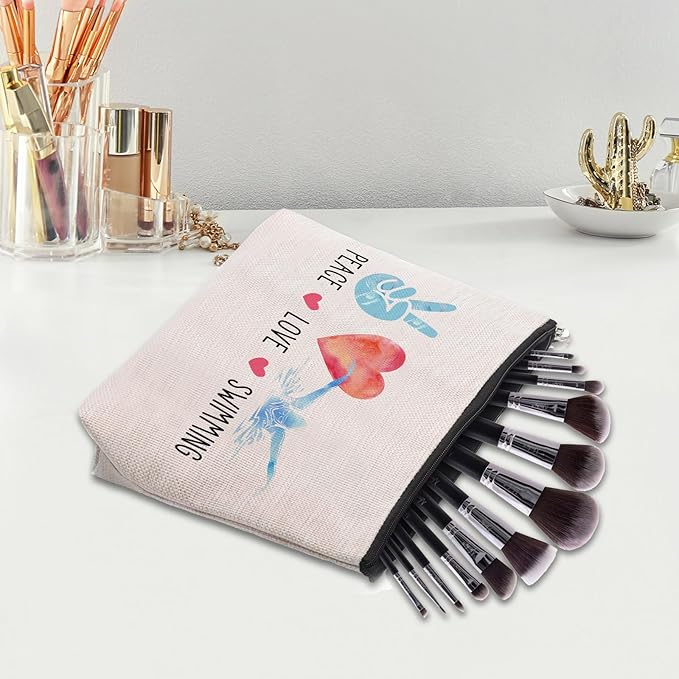 Funny Swimming Gifts for Women, Swimming Team Gifts Swim Coach Teacher Gifts, Swimming Makeup Bag Birthday Gifts for Swimmer Women Her Female