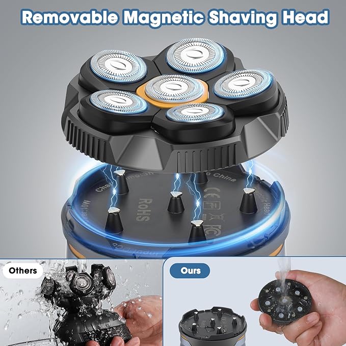 Pro Hair Clippers for Men,Hair Clippers+T-Blade Trimmer+Electric Shaver+Nose Hair Trimmer +6D Electric Head Shaver Set,5 in 1 Cordless Barber Hair Cutting Kit LCD Display Gifts