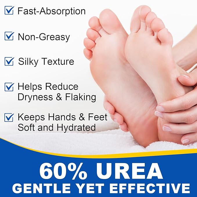 60% Urea Foot Cream, 1.41Fl Oz Foot Cream Maximum Strength Moisturizer for Dry Cracked Heels, Urea Foot Lotion Nourish Cracking Rough Dry Hands/Feet, Feet Callus Remover (2Pack)