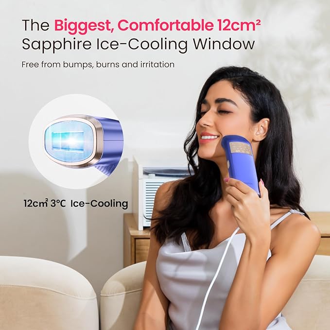 IPL Laser Hair Removal for Women and Men, 25J Triple-Pulse Permanent Hair Removal Device for Ingrown Hair, 37°F Painless Sapphire Ice Cooling Hair Removal for Legs, Armpits, Face, Bikini, Underarms