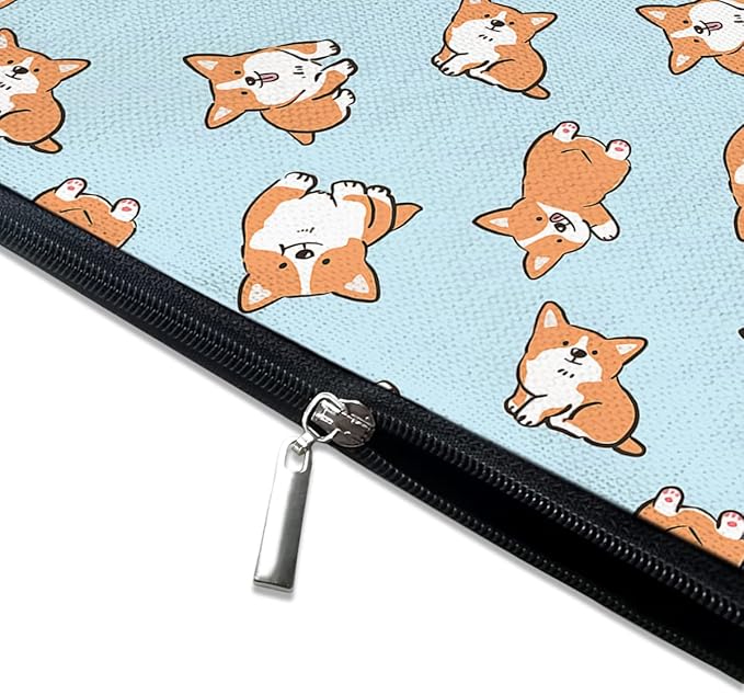 Cute Makeup Bag for Purse Canvas Waterproof Funny Cosmetic Bags for Women Zipper Travel Toiletry Pouch-Corgi Makeup Bags