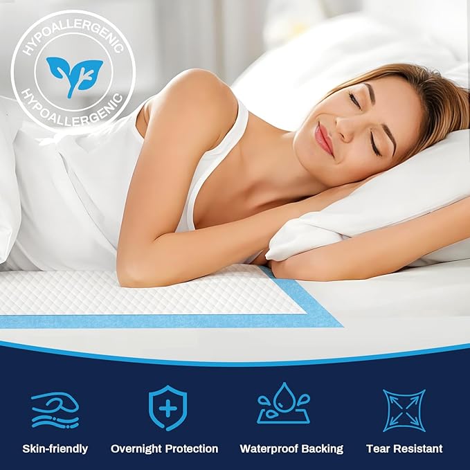 AAY Heavy Duty Disposable Bed Pads 36"X44" (40pcs) Tear-Resistant Cloth Backing Underpads Extra Large Super Absorbent Pee Pads Incontinence Waterproof Chucks Pads for Adults Elderly, Kids or Puppy