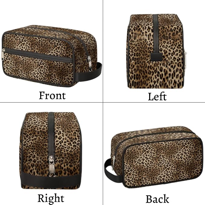 Fashion Leopard Tiger Skin Travel Toiletry Bag for Women Men Lightweight Cosmetic Makeup Bag Organizer Waterproof Shaving Bag Dopp Kit with Large Capacity for Toiletries and Shaving Accessories