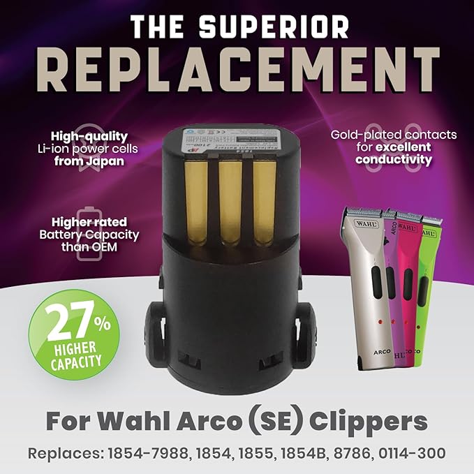 Artisan Power Replacement Battery for Wahl Arco and Arco SE Pet Hair Clippers. 2100 mAh NiMH (2-Pack)