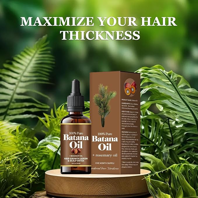 Batana Oil with Rosemary for Hair Growth,100% Organic Batana Oil from Honduras with Rosemary,Nourishes hair, for All Hair Types, 30ml / 1 Fl Oz (1pcs), Brown