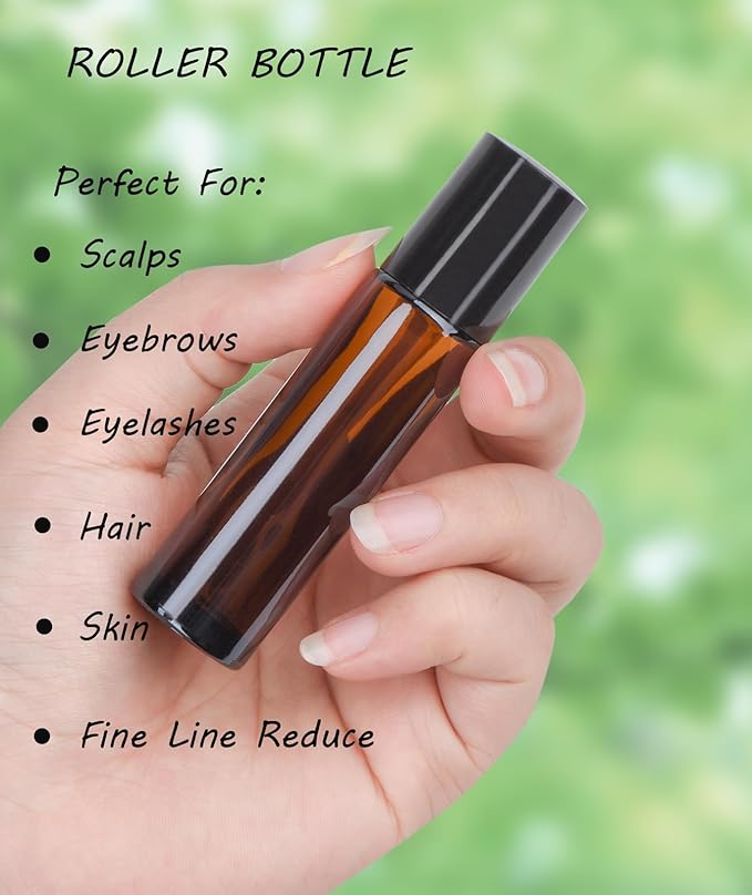 Organic Castor Oil for Face Roll On，Rollerball Deep Hydration for Skin Care and Hair, Castor Oil Organic Cold Pressed Unrefined Glass Bottle 8oz with 2 Roller