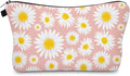 Cute Travel Makeup Bag Cosmetic Bag Small Pouch Gift for Women (Daisy Pink)