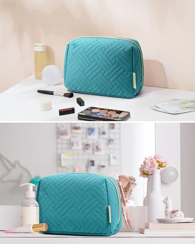 BAGSMART Small Makeup Bag, Travel Cosmetic Bag Make Up Pouch Small Travel Zipper Pouch,Water-resistant Toiletry Bag,Makeup Organizer Bag for Women, Blue