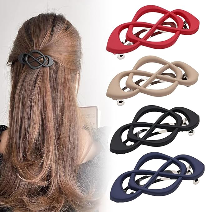 4 Pack Vintage French Barrette Hair Clips, 2025 New Hair Accessories for Women, Strong Hold No Slip Styling (Style B)
