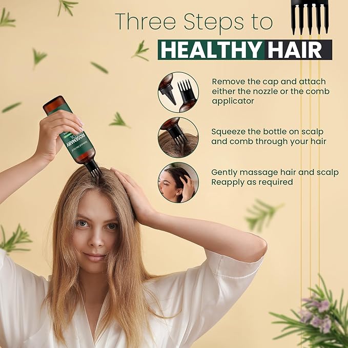 Natural Riches 100% Pure Premium Rosemary Oil For Hair Growth Infused With Biotin & Vitamin E Jojoba & Castor Oil Hair Strengthening Treatment | Nourishing & Volumizing | Non GMO Verified 8 Fl oz.
