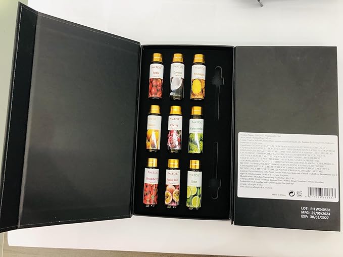 PHATOIL 9PCS Fruity Essential Oils Gift Set, 10ml/0.33fl.oz Fragrance Oils for Soap, DIY Candle, Bath Bombs Making, Fruit Scented Oils for Diffusers for Home