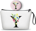 SEAMOON Women Birthday Unique Initial Funny Gifts for Teenage Girl Sister Friends Bridesmaid Personalized Travel Make up Cosmetic Bag with Mirror Valentines Mothers Day Christmas Graduation Y