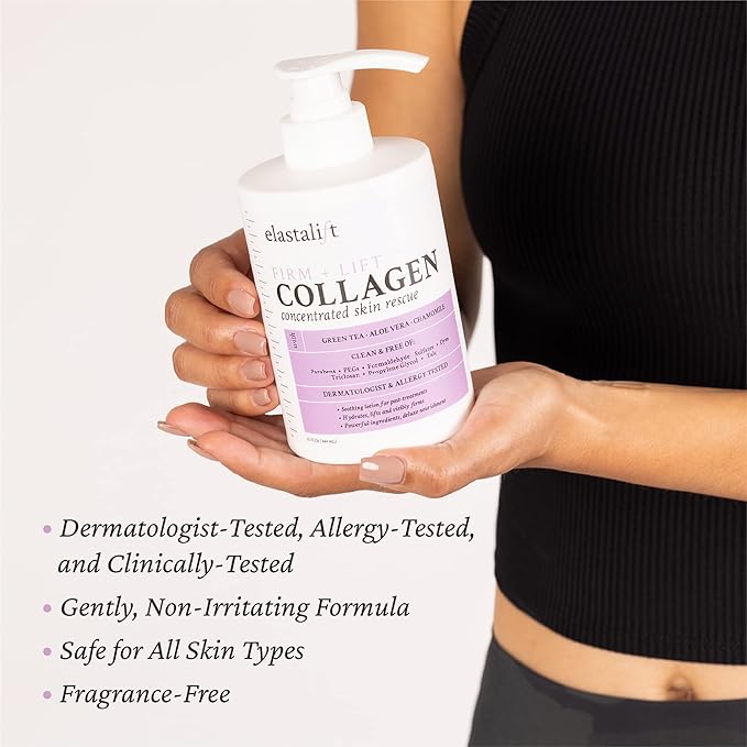 Elastalift Collagen Body Cream + Hyaluronic Acid Lotion Skin Care Set, Anti Aging Face & Body Moisturizer Dry Skin Rescue Creams For Wrinkle Control, Lifting, Firming, & Tightening Skin, 2-Pack