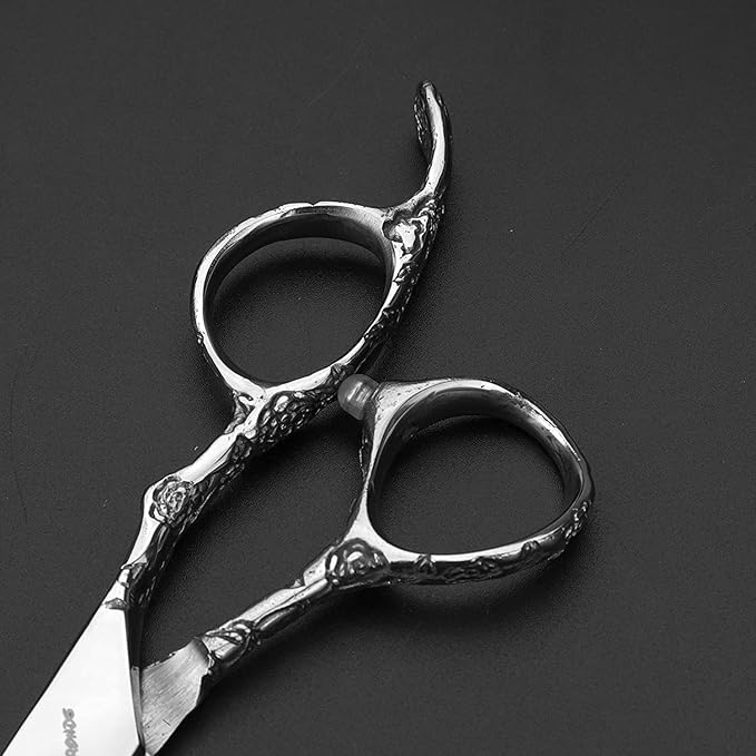 6/7-Inch Professional Hair Scissors Haircut Rose Pattern Hair Scissors Styling Tools Japanese Stainless Steel Scissor Set (7-inch cutting scissors-A)
