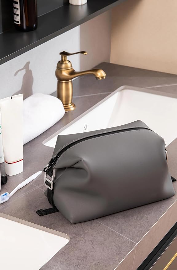 6"x 11" 6L Large Silicone Toiletry Bag,Waterproof Leakproof Foldable Travel Organizer,Dopp Kit Alternative for Men & Women,Grey