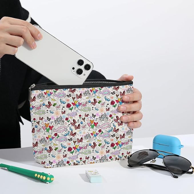 Cute Mouse Cartoon Themed Magic Makeup Bag - Graduation, Nurse, Mother's Day, Birthday Gift for Women, Movie Lovers, Girls, Best Friend, Niece - Animal Lovers Cosmetic Bag