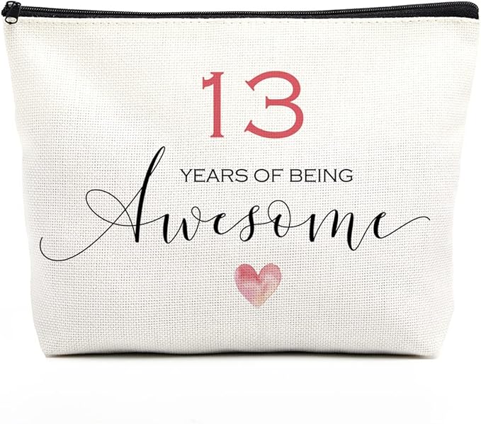 Inspirational 13th Birthday Gifts for Her - Makeup Bag & Decorations for Girls Turning 13
