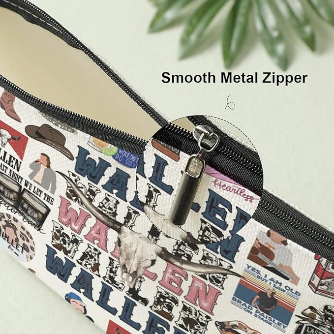 Inspired Western Makeup Bag Country Music Lovers Gift Vintage Western Decor Cowboy Cosmetic Bag for Fans Coworker Girls BFF Daughter Birthday Christmas Friendship Gifts for Women Friends