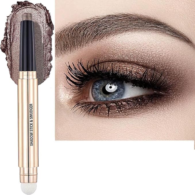 Cocoa Brown Eyeshadow Stick Cream Shimmer Smooth Eyeshadow Pencil Hypoallergenic Natural Waterproof Long Lasting Eye Shadow Eyeliner Pen（Cocoa Brown Shimmer # 07）