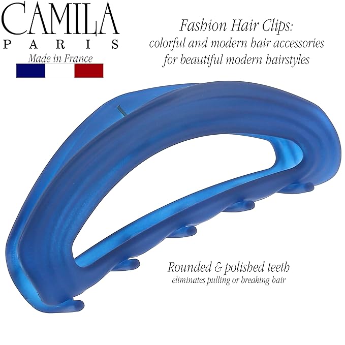 Camila Paris CP3532 French Hair Clip for Women, Blue, Girls Hair Claw Clip Jaw Fashion Durable and Styling Hair Accessories for Women, Luxury Ladies Strong Hold No Slip Grip Clamp, Made in France