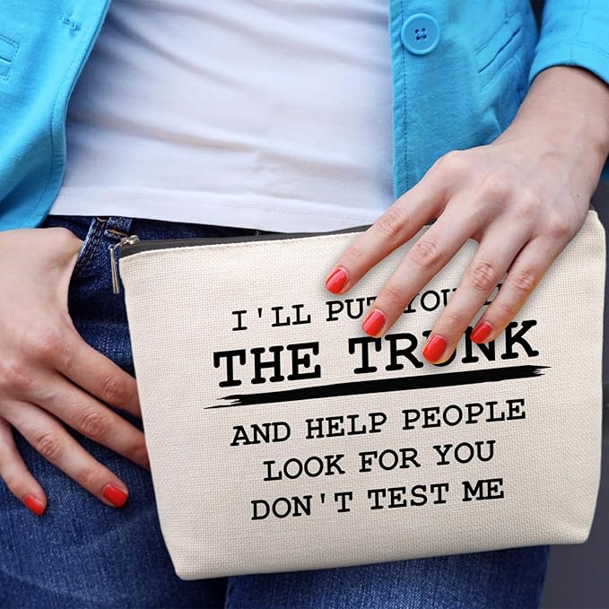 Funny Quote Cosmetic Bag Funny Gifts for Women Friends Gag Gifts Christmas Farewell Friendship Gifts for Women Friends Sister Coworkers Don't Test Me Travel Makeup Bags