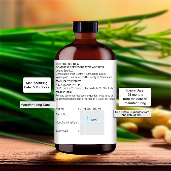 Majestic Pure Lemongrass Essential Oil with Glass Dropper - 3.4 Fl Oz - 100% Pure and Natural Lemongrass Oil - Premium Grade Essential Oils for Diffuser, Aromatherapy, Soap and Candle Making
