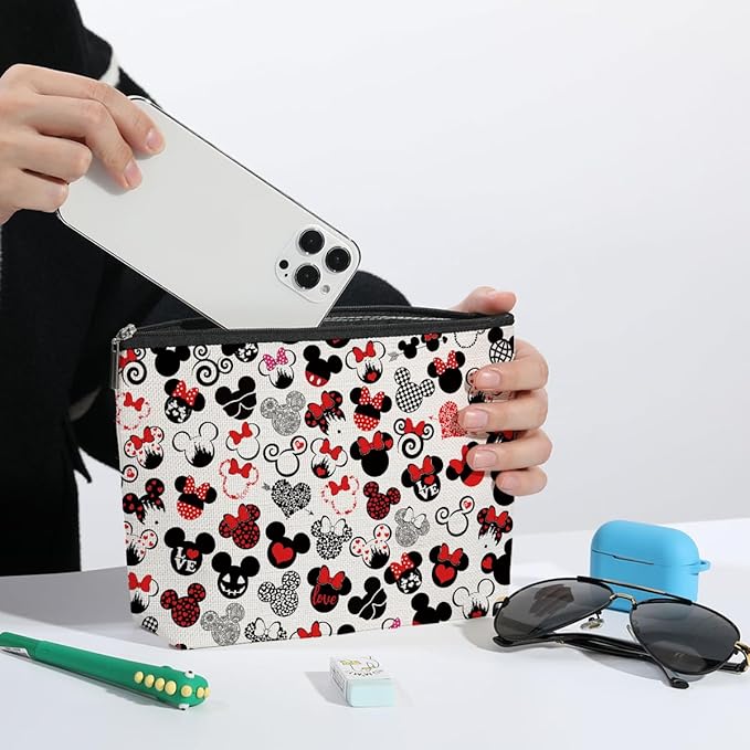 Cute Cartoon Mouse Makeup Bag Animal Lovers Gifts for Women Female Her Teen Daughter Cousin Best Friend Bestie BFF Magic Mouse Stuff Cosmetic Bag Wizard Gifts Mothers Nurse Day Graduation Birthday