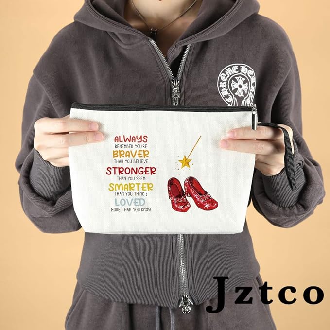 Inspirational Gifts for Women Girls Her Wi-zard of OZ Gifts Dorothy Ruby Red Makeup Bag Encouragement Birthday Gifts for Women Her Girls Friend Sister You Are Braver Stronger Smarter Than You Think