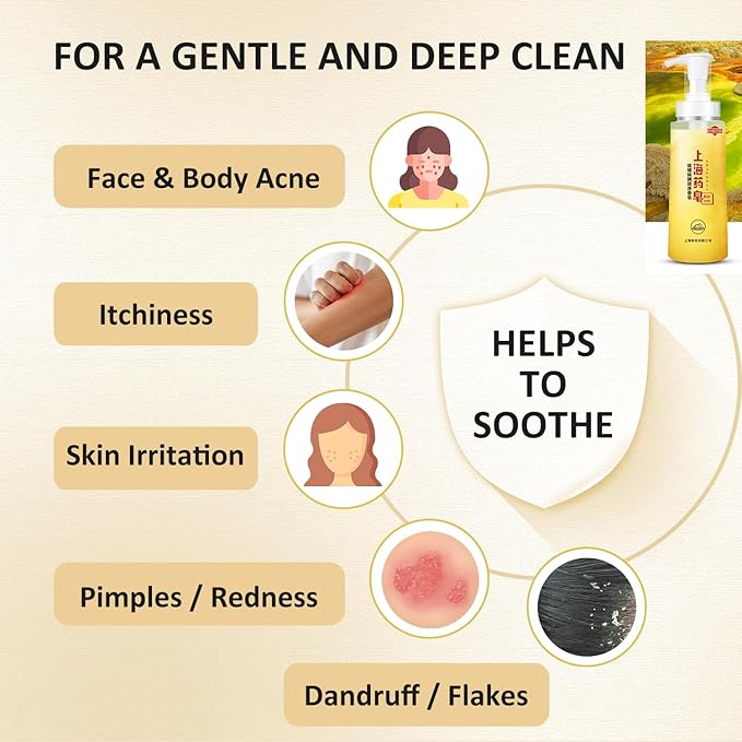 Bee & Flower Sulfur Soap Liquid Shampoo & Body Wash - Daily Head to Toe Skin Care Product for Men and Women - 16.8 Fl Oz - Pack of 1