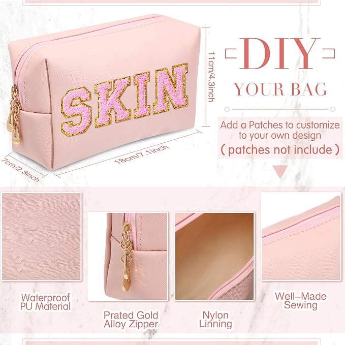 Sanwuta 9 Pcs Makeup Bags Bulk PU Double Zippers Cosmetic Bag Makeup Toiletry Christmas Small Pouch Portable Travel Organizers Case for Women Bridesmaid Party End of The Year(Macaron Colors)
