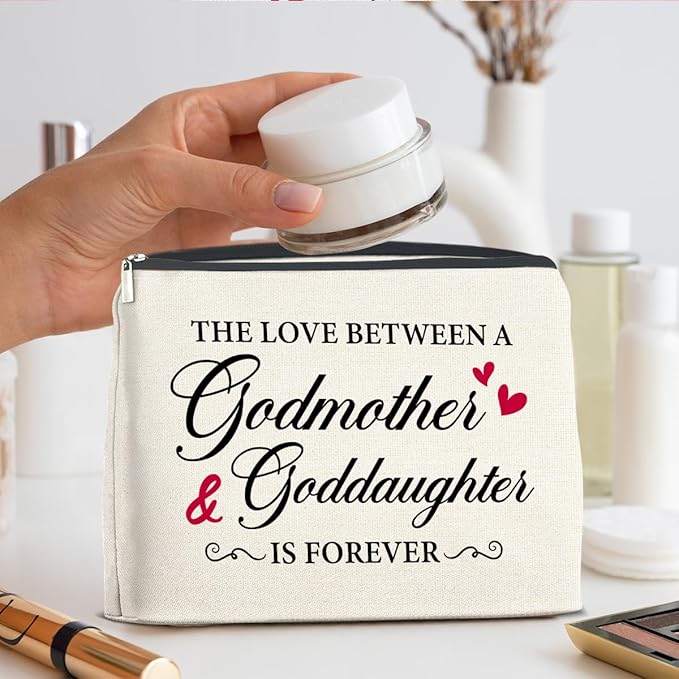 Makeup Bag Godmother Gifts from Goddaughter, Gifts for Godmother and Goddaughter Cosmetic Bag Zipper Makeup Pouch