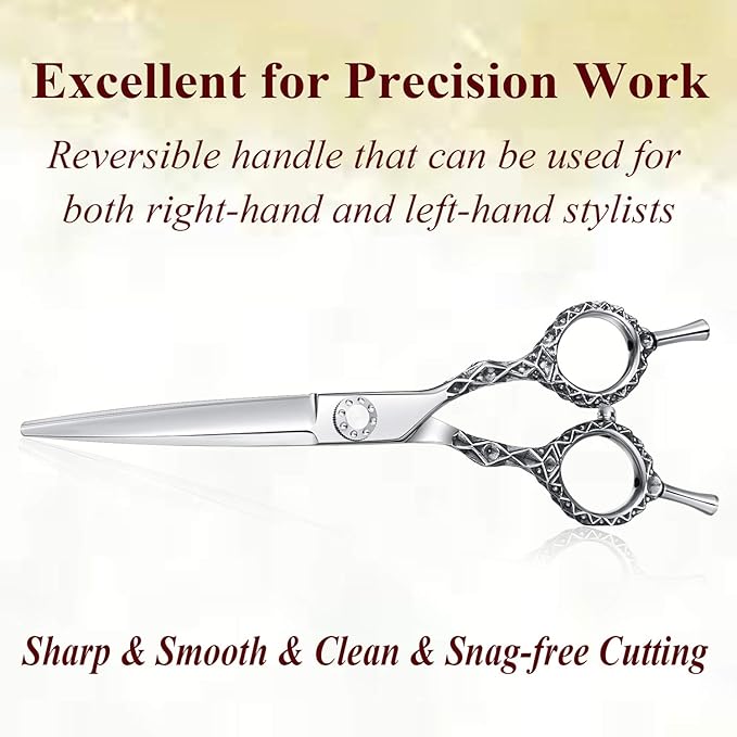 JASON Professional Hair Scissors Barber Scissor 6.0" Razor Edge Hair Cutting Shears Japanese Stainless Steel for Salon Home Kid Men Women
