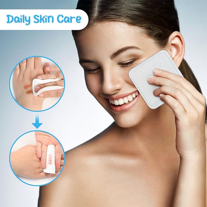 Premium Exfoliating Cotton Pads (60 Count) - 100% Cotton, Extra-Soft and Lint-Free, Durable Squares for Facial, Lip, and Eye Makeup Removal