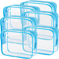6 Pieces Large Clear Makeup Bags Bulk TSA Approved Toiletry Bag for Travel Transparent PVC Clear Cosmetic Pouch with Zipper, Waterproof Plastic Organizer Case for Carry-on Travel Essentials