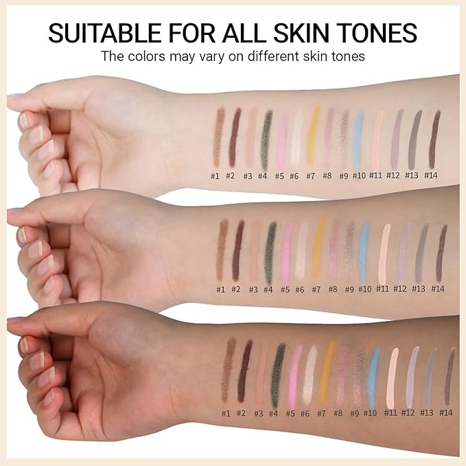 Erinde Waterproof Eyeshadow Stick, Cream Eye Shadow Stick, Long-Lasting, Crease-Proof, Cream to Powder Buildable & Blendable Eye Shadow Pencils Crayon, Vegan & Cruelty-Free, 07 Sun