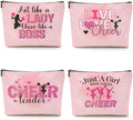 Cheerleader Gifts, 4 Pcs Cheer Makeup Bag Cheer Gifts Cheer Stuff Cosmetic Bag Cheerleading Gifts for Women Girls Friends Teammates Travel Toiletry Bag, Graduation Birthday Gifts Cheer Team Gifts