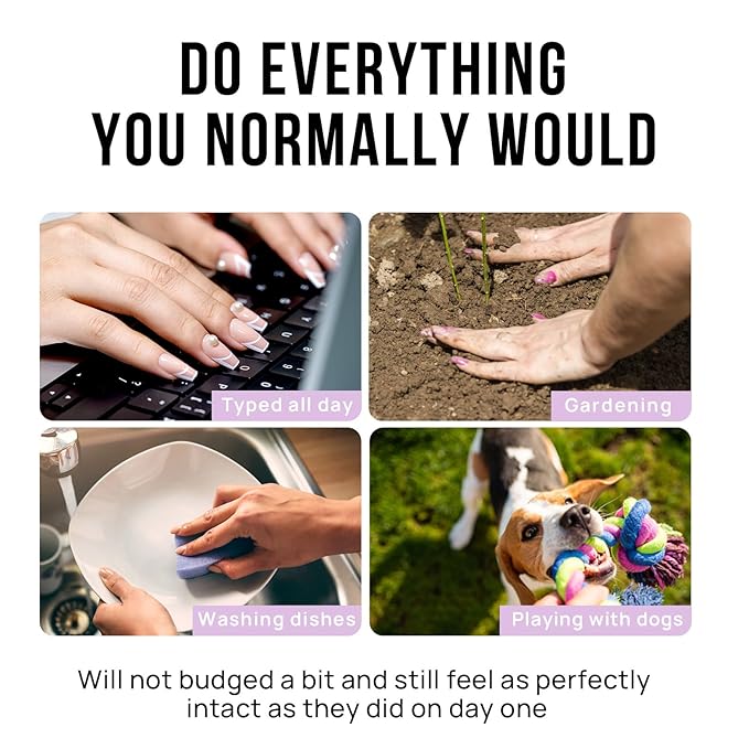 BTArtbox Press On Nails Short - Square French Tip Press On Nails, Fake Nail with Nail Glue, Natural Reusable Stick On Nails in 15 Sizes - 30 Fake Nails Kit, Silken Halo